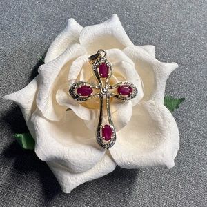 Ruby and Diamond Cross Pendant